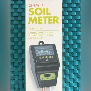 Sun Joe 3-in-1 Soil Tester Meter Moisture Light pH Level Garden Indoor Outdoor